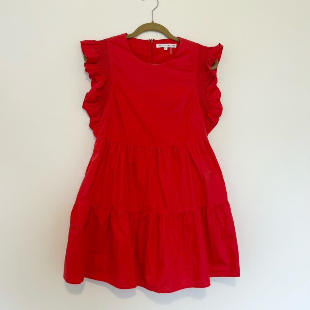 English Factory Red Ruffle Dress